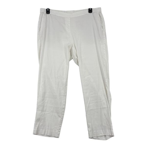 J. Jill Pants - J Jill Crop Pants Size XL Tall White Linen Stretch Pull On Pockets High Rise
